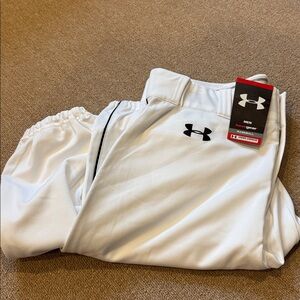 Under Armour White Baseball Pants with Black Trim